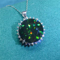 Silver 925 Original 13 Carat Brilliant Cut Diamond Test Past Green Moissanite Pendant Necklace for Women Wedding Fine Jewelry