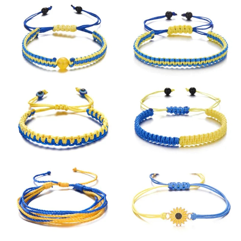 Summer Simple Friendship Handmade Braided Creative Yellow Blue Ukraine Daisy Bracelet for Men Women