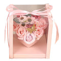 Valentine's Day Christmas Gift Transparent Peach Heart Holding Rose Soap Flower Box for Girlfriend Birthday Gift