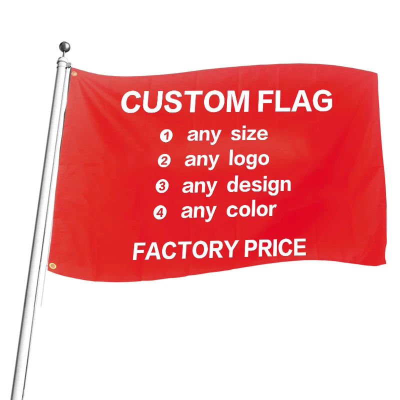 Promotional Custom Flags 3x5ft With Logo Custom Print Outdoor Advertising Campaign  Banner Customized Flag