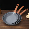 Maifan Stone 3-Piece Non-Stick Cookware Set - Wooden Handle Skillet for Eggs Healthy Kitchen Gift Bundle