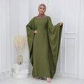 2024 Loriya Womens Clothing Dubai Abaya Women's Dresses With Inside Tie Belt Polyester Abaya Women Muslim Dress