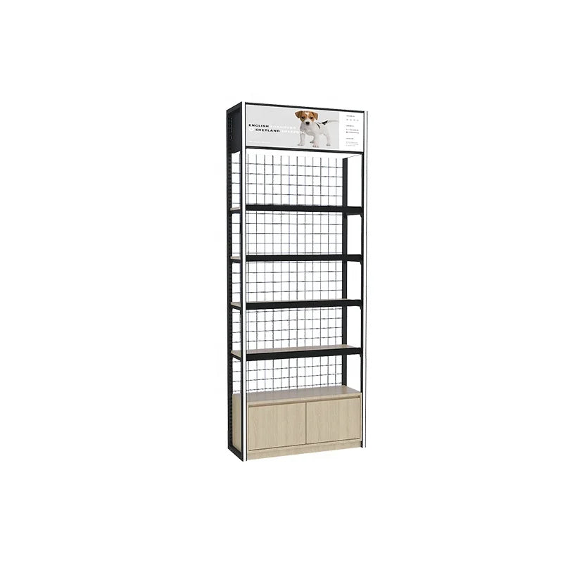Modern Heavy Duty Metallic Pet Indoor Clothing Snack Food Display Rack with Free Combination Shelf Customizable