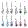 Luxury Rhodium Plating Created CZ Gemstones Dangle Earrings 925 Sterling Silver Teardrop Earrings for Women Gifts