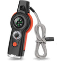 7 In1 Emergency Survival Whistle Outdoor Multifunctional Tool Safety Whistle with Lanyard Ideal for Hiking Camping Signaling