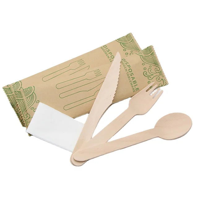 160mm Disposable Vintage Design Wooden Cutlery Set-Flatware Spoon and Fork for Cooking and School Boxed Flatware Sets