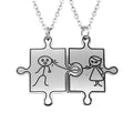 Comic Puzzle Stainless Steel Buddhism Necklace Geometric-shaped Crystal Rhinestone Pendant Link Chain Silver Plated Unisex