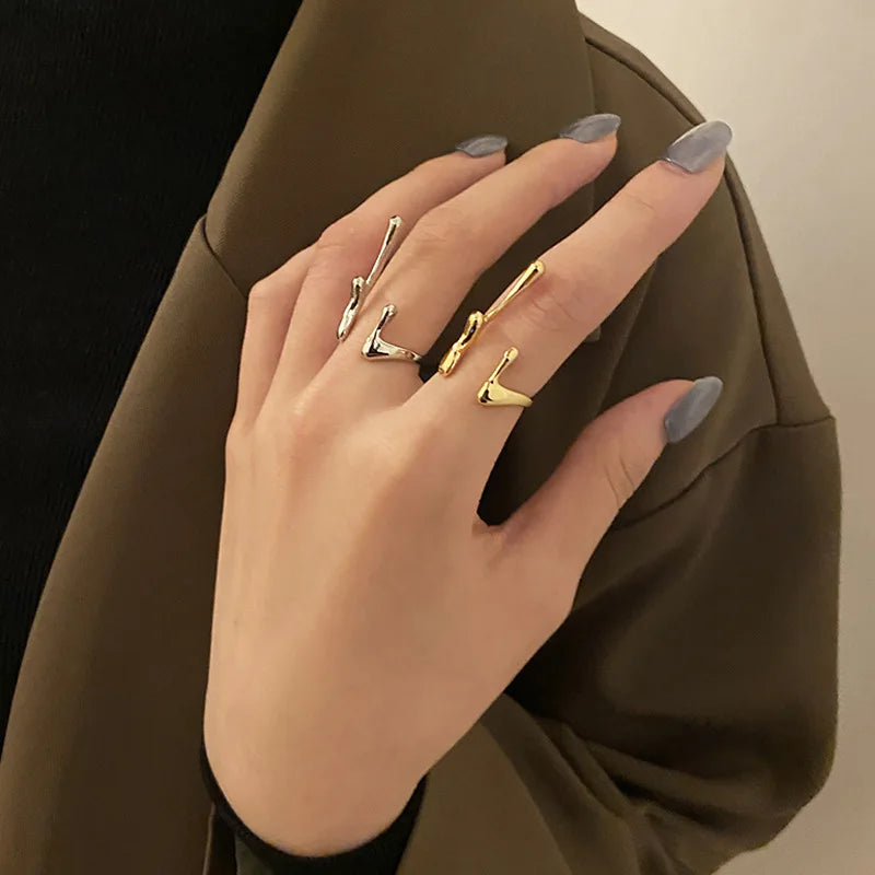 SC Hot Selling Fashion Ring Set Opening Adjustable Ring Set Silver Gold  Color Creative Design Simple Irregular Rings
