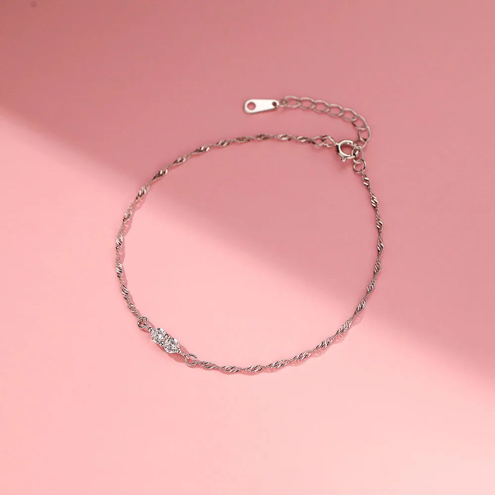 Super Flash Zirconia Crystal S925 Sterling Silver Chain Bracelets Jewelry for Women Girls Gift Accessories YB-XY-413