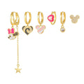 Creative Cartoon Pink Bow Animal Earrings Fashion Jewelry Heart-shaped Earrings Gold Plated Brass for Women 18K Stud Earrings