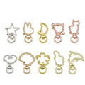 Gold Silver Plated Animal Shaped Lobster Clasp Gold Swivel Claw Clasps Keyring Star Heart Moon Clasps Split Key Chain Rings