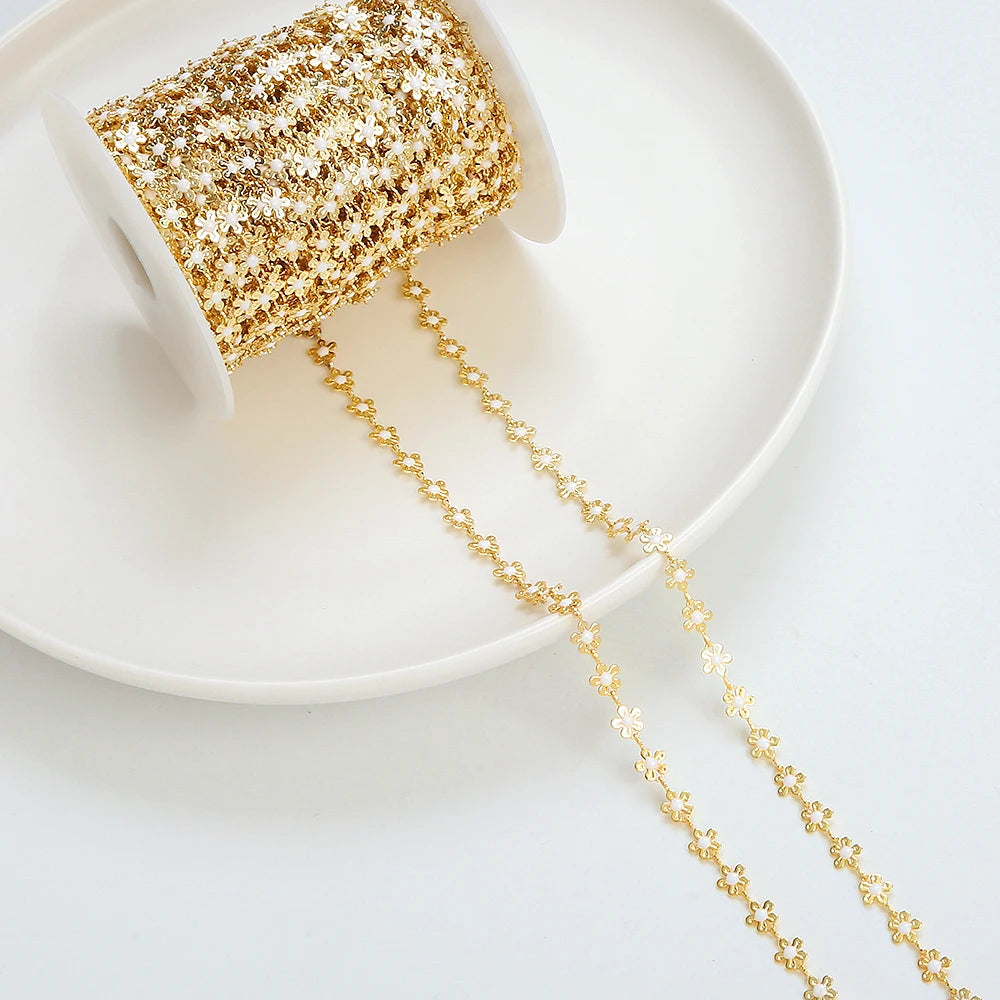DIY Jewelry Making Small Fresh Summer Handmade Loose Chain 18K Gold Plated Brass Drip Oil Pentagram Necklace Chain