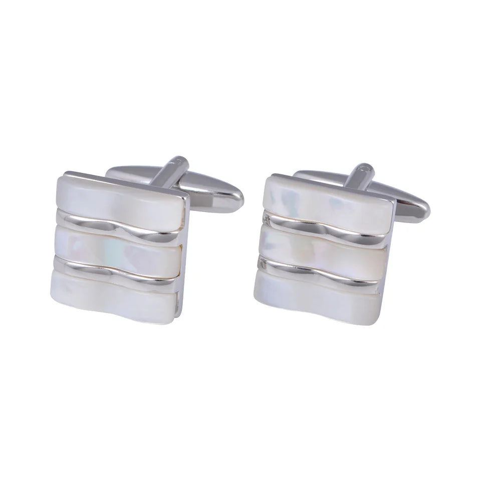 Wholesale Mother Pearl Shell Elegant Cufflinks Custom Mens Suit Shirt Fashion Accessory Wedding Tuxedo Trendy Jewelry Gift Set