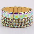 Fashion Boho Women Bohemia Tennis Glitter Bracelet Jewelry 4 Pcs Strand Mixed Colorful Crystal Glass Elastic Stack Bracelets Set