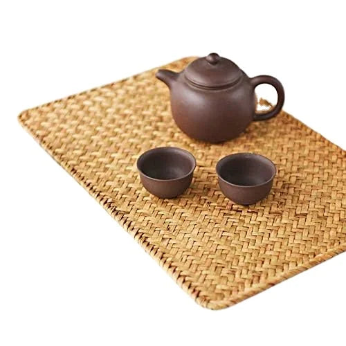 Handmade Eco-friendly Natural Hyacinth Braided Heat Resistant Picnic Rectangular Woven Glass Place Mats