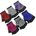 Unisex Stretchy Fingerless Skeleton Gloves Winter Striped Knitted Typing Half Finger Gloves