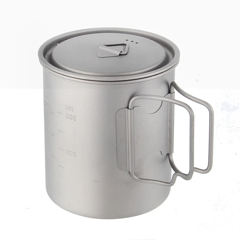 Camping Accessories Titanium Mug 750ml Folding Handle Portable Camping  Titanium Cookware Camping Titanium Pot