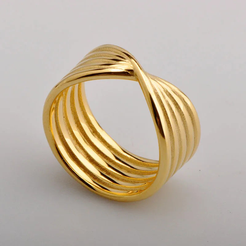 Minimalist Fashion Gold Rings Twist Band Ring Women Spiral Bow Thick Twisted Knot Ring Jewelry