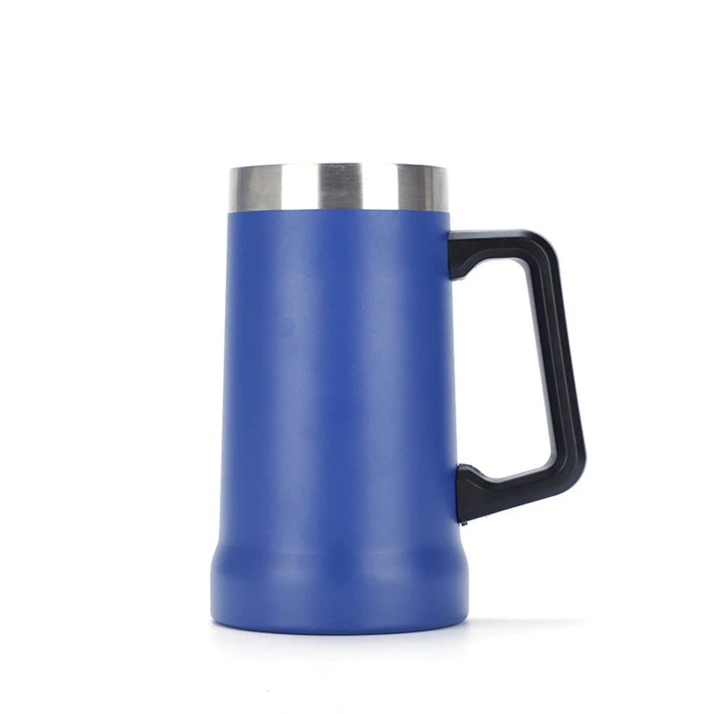 2024 Wholesale Beer Cup 24oz Grip Original Stainless Steel Vacuum Beer Stein Growler Mug With Handle Lid