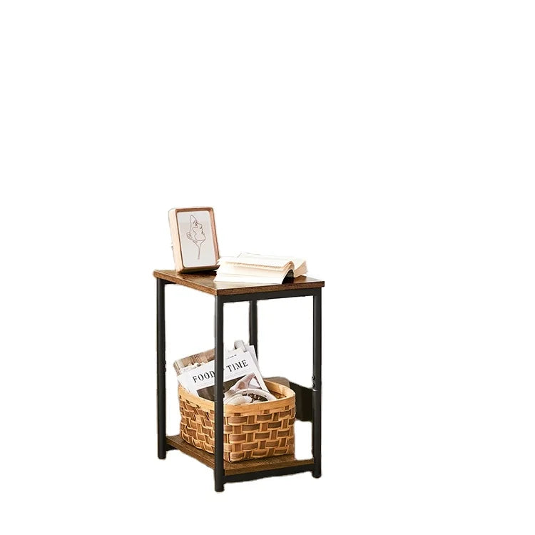Modern Industrial Vintage Metal Wood Nightstand American Style Knock down Bedside Tables for Living Room