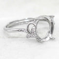 Sterling Silver 9*11mm Semi Mount Ring Empty Frame Blank Support Setting S925 Base Holder Without Center Stone for DIY Inlay