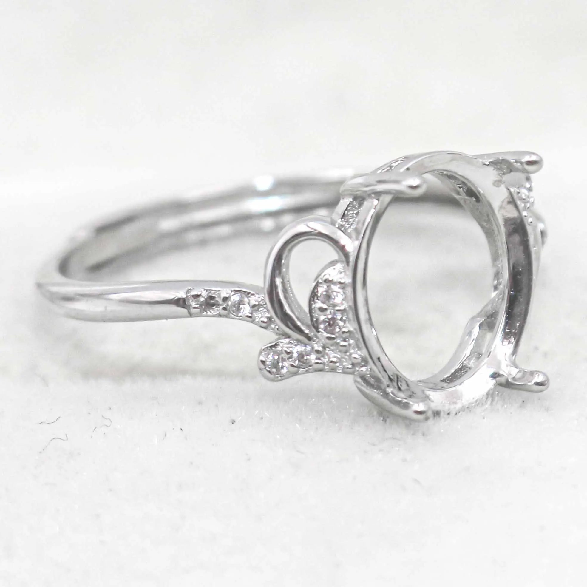 Sterling Silver 9*11mm Semi Mount Ring Empty Frame Blank Support Setting S925 Base Holder Without Center Stone for DIY Inlay