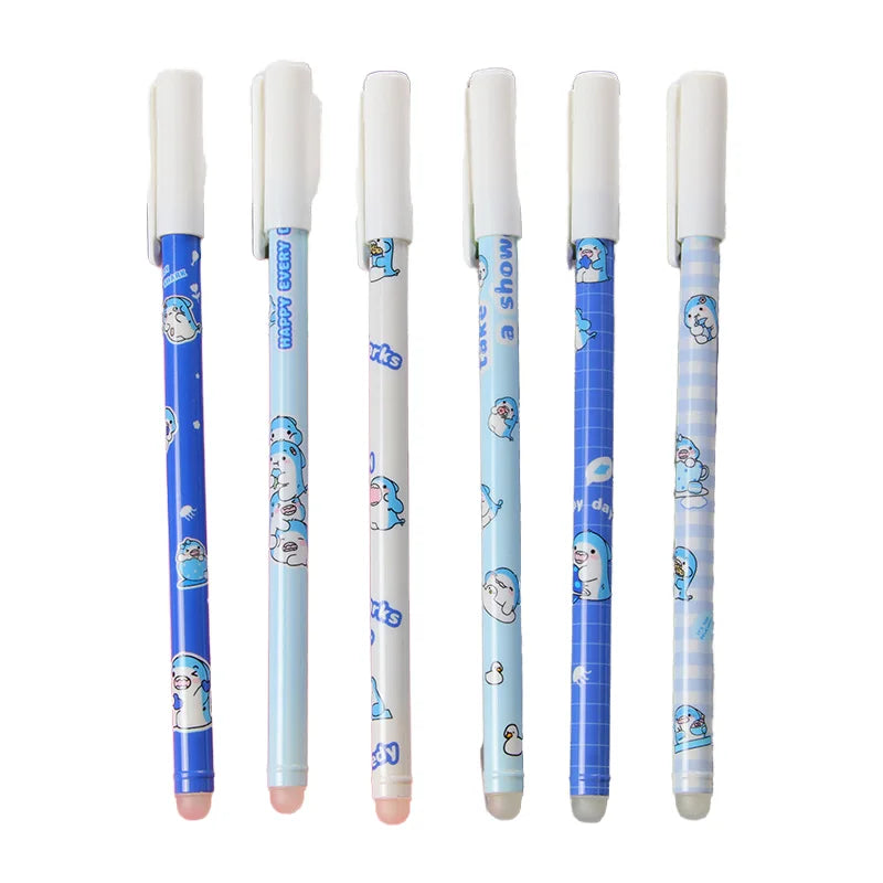 Blue 0.5mm Erasable Cartoon Design High Quality Gel Pen for Students Promotional Durable Plastic Stationery
