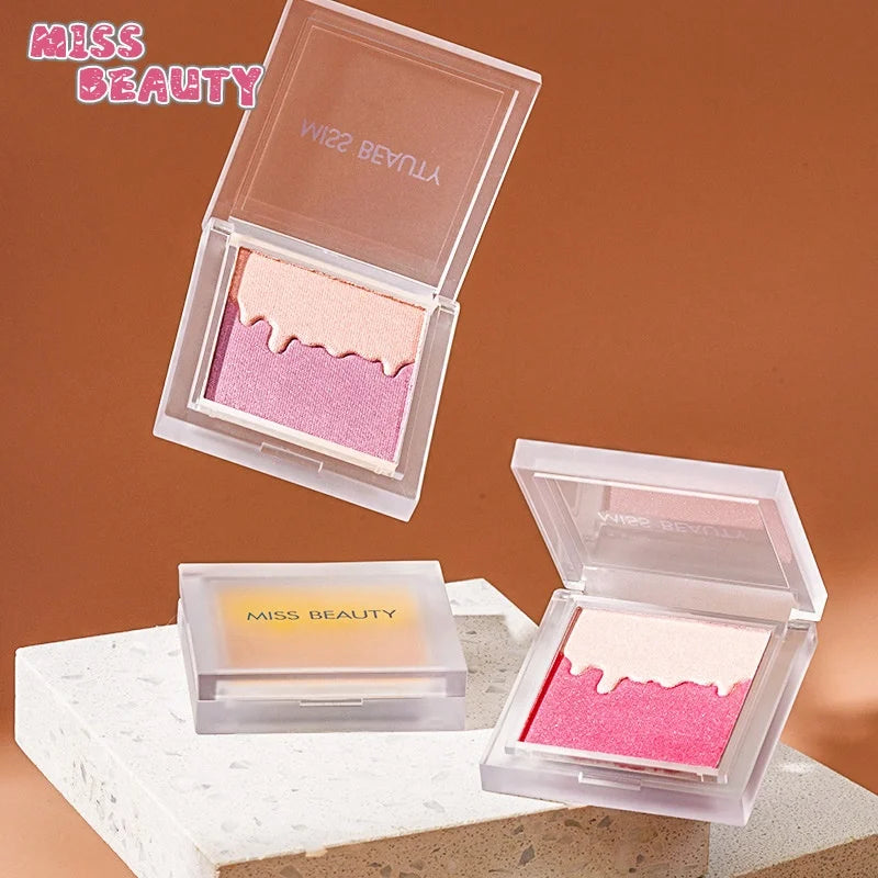 KISS BEAUTY 2-colors Mixed Waterproof Long Lasting Blush Makeup High Pigment Private Label Make Your Own Blush