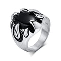 Fashion Fine Stainless Steel Geometric Black Glass Bead Dragon Claw Hoop Finger Rings