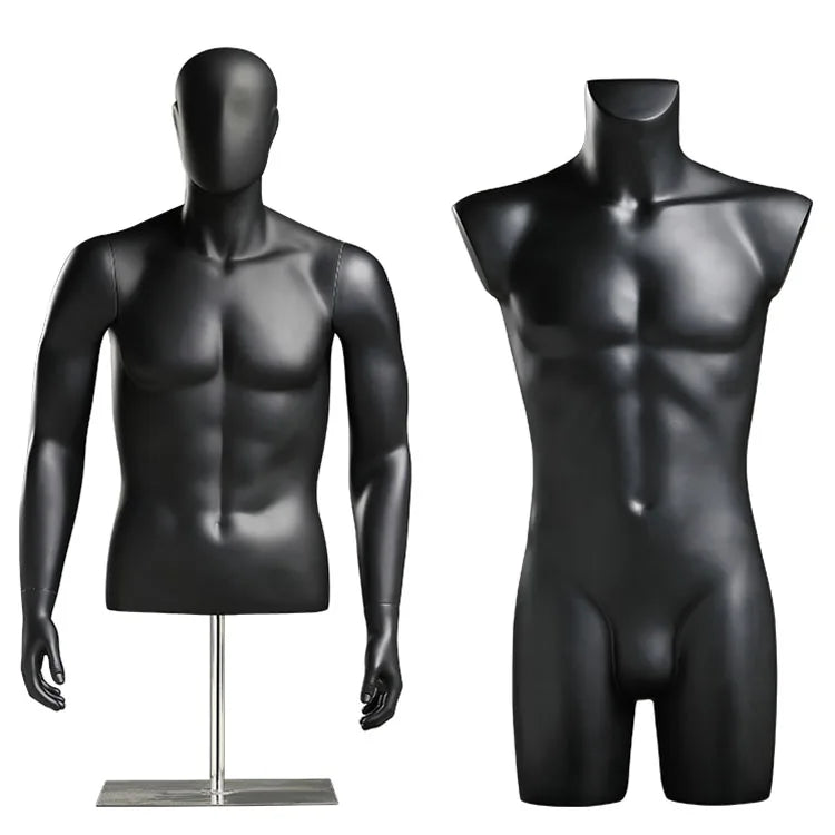 XINJI Fashion Boutique Matt Black Mannequin Torso Dummy Man Bright White Display Shop Window Male Half Body Mannequins Men