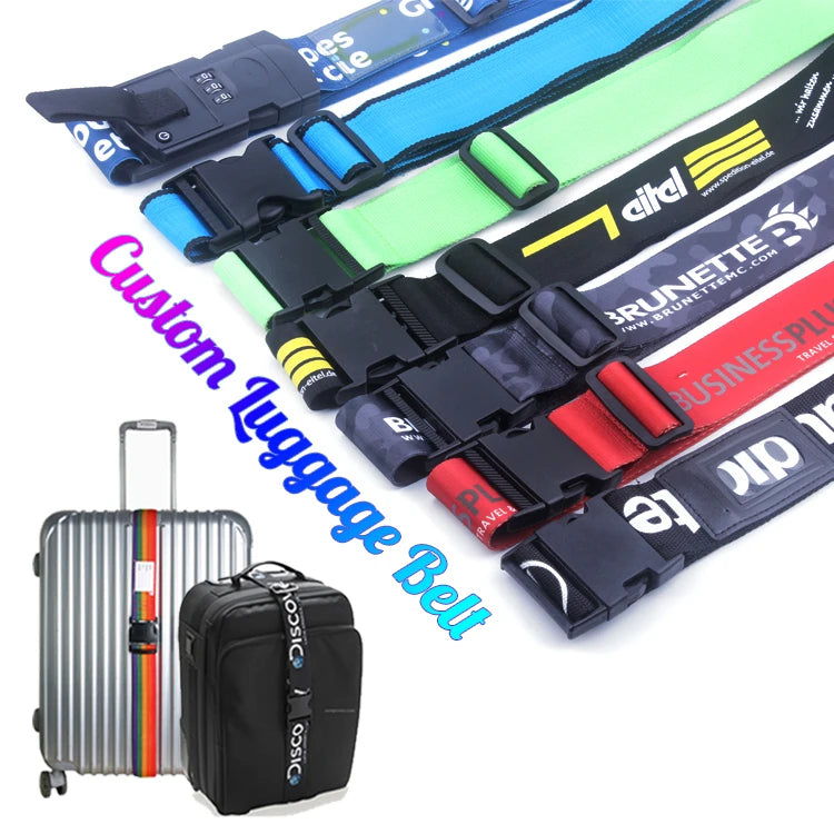 5cm Custom logo Webbing Travel Accessories Adjustable Bag Luggage Belt Custom logo Heavy Fabric Luggage Straps with Custom logo