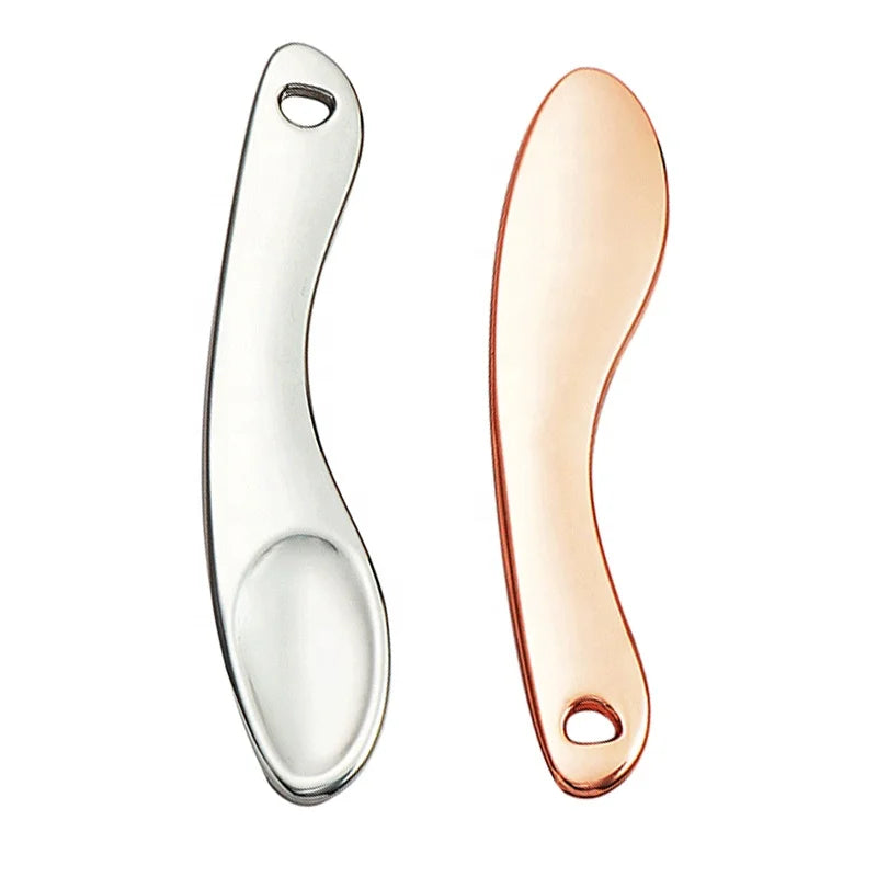 Unique Moon Shape Cosmetic Spatula Metal Rose Gold Face Cream Applying Stick Eye Cream Packaging Spoon Makeup Tools