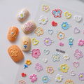 5D Embossed Strawberry Rabbit Bear Flower Letter Nail Stickers Self-Adhesive Nails Slider Decals Adhesive Manicure Decoration