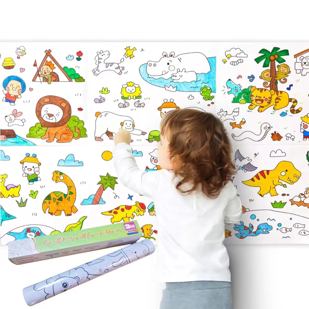 Customized DIY Educational Poster with Painting & Coloring Paper Rolls for Children's Graffiti Art