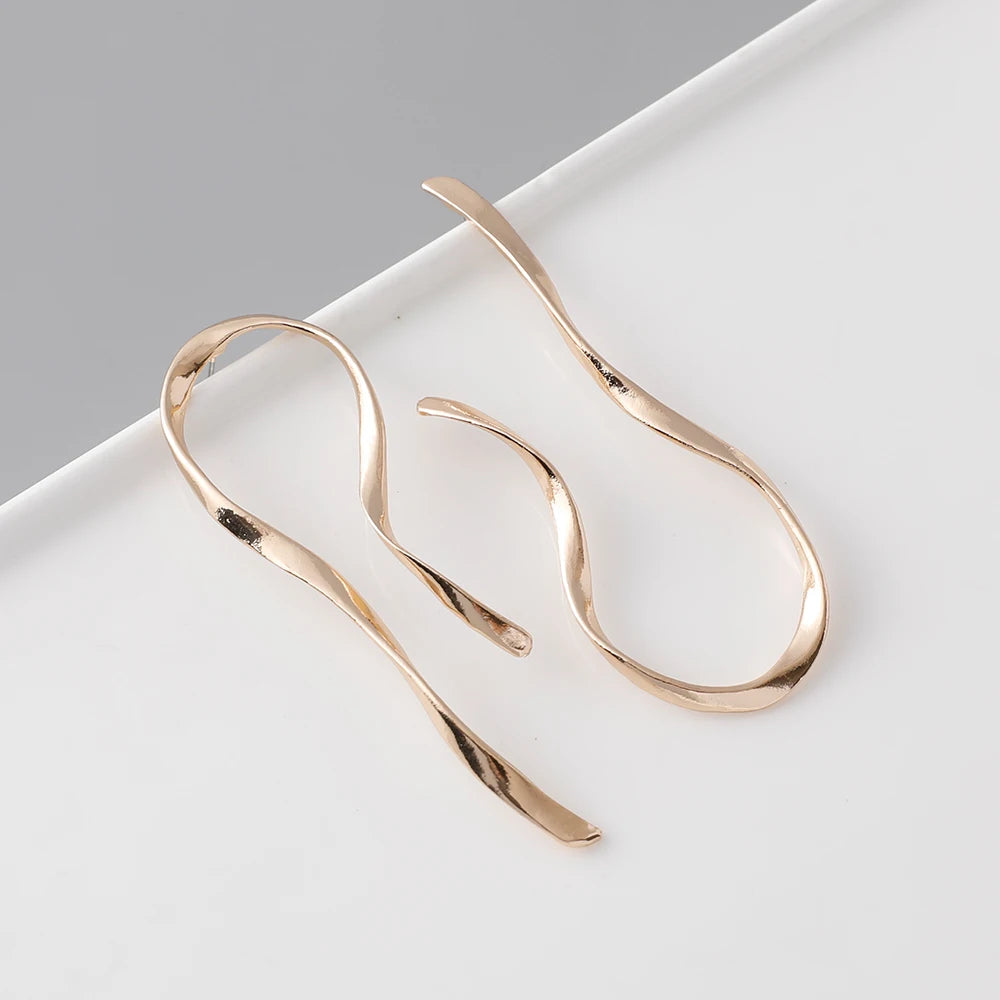 Statement Gold Plated Geometric Earrings Jewelry Women Exaggerated Asymmetrical String Earrings for Party