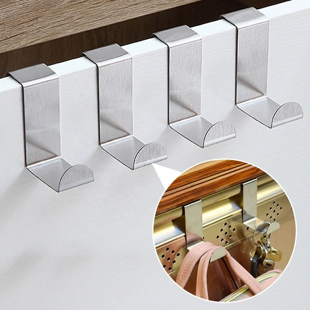 Z-Shaped Bathroom Cabinet Door Hook Stainless Steel Door Hanger Keychain Coat Hook Home Kitchen Organizer Wall Storage Supplies