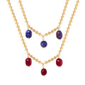 G2486 Wholesale Collier Stainless Steel Natural Stone Lapis Lazuli Red Blue Green Agate Charm Pendant Fashion Jewelry Necklaces