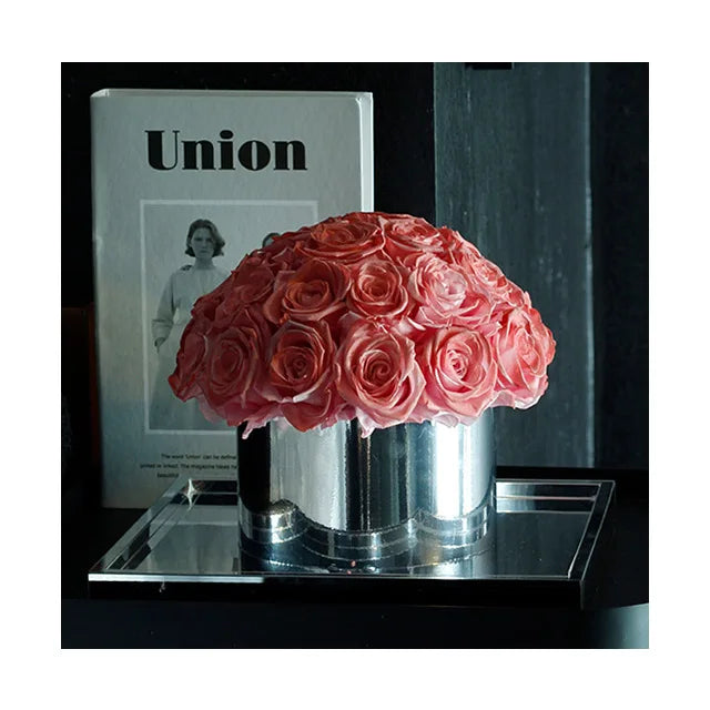 AM-PFD05 Ammy Preserved Mushroom Head Hug Bucket Eternal Rose Natural Real Flower Luxury Gifts Box for Mother's Day Day