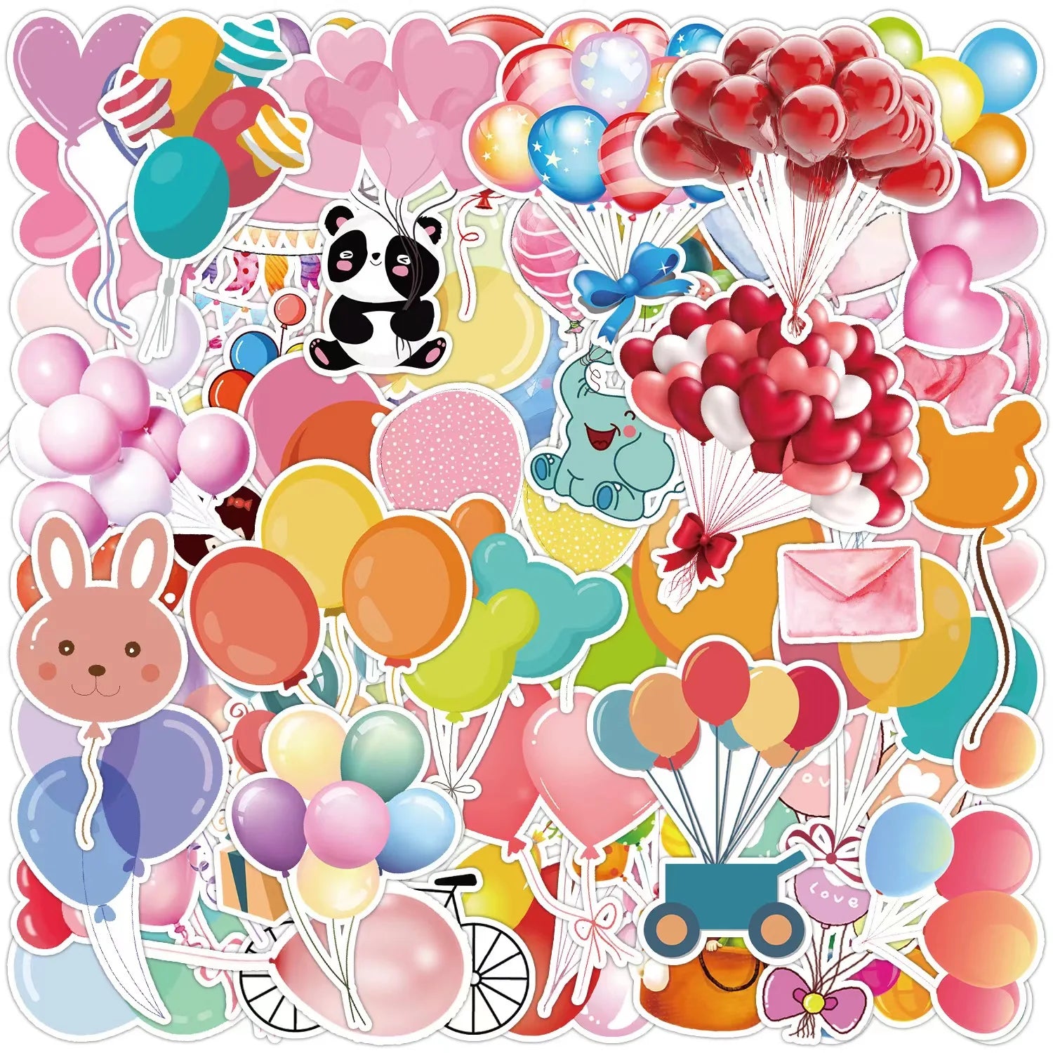 E-50pcs Holiday Decoration Balloon Sticker for Mobile Phone Computer Glass Decoration Sticker Laptop Waterproof Tent