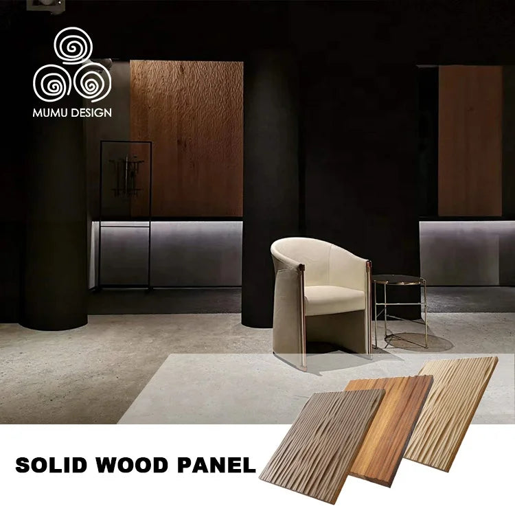 MUMU Classic 3D Hotel Room Bedroom Decoration Material Composite Wave Thermally Modified Wood Wall Panels
