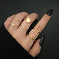 European American Creative Simple Alloy Geometric Knuckle Ring Set Gold Plated Love Mid Rings Set for Women