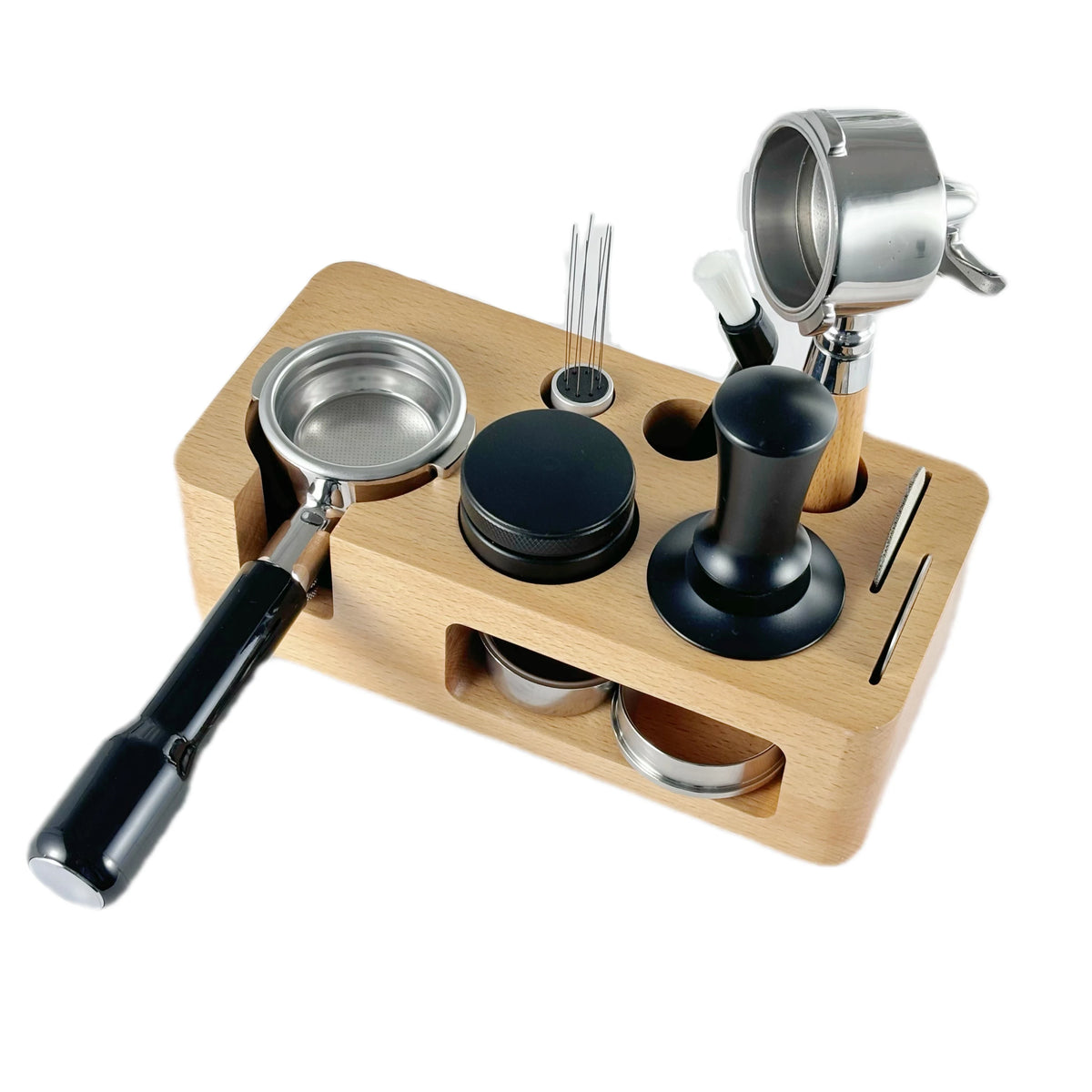 Coffee Bar Organizer Wooden Coffee Tamping Station for Espresso Coffee Maker