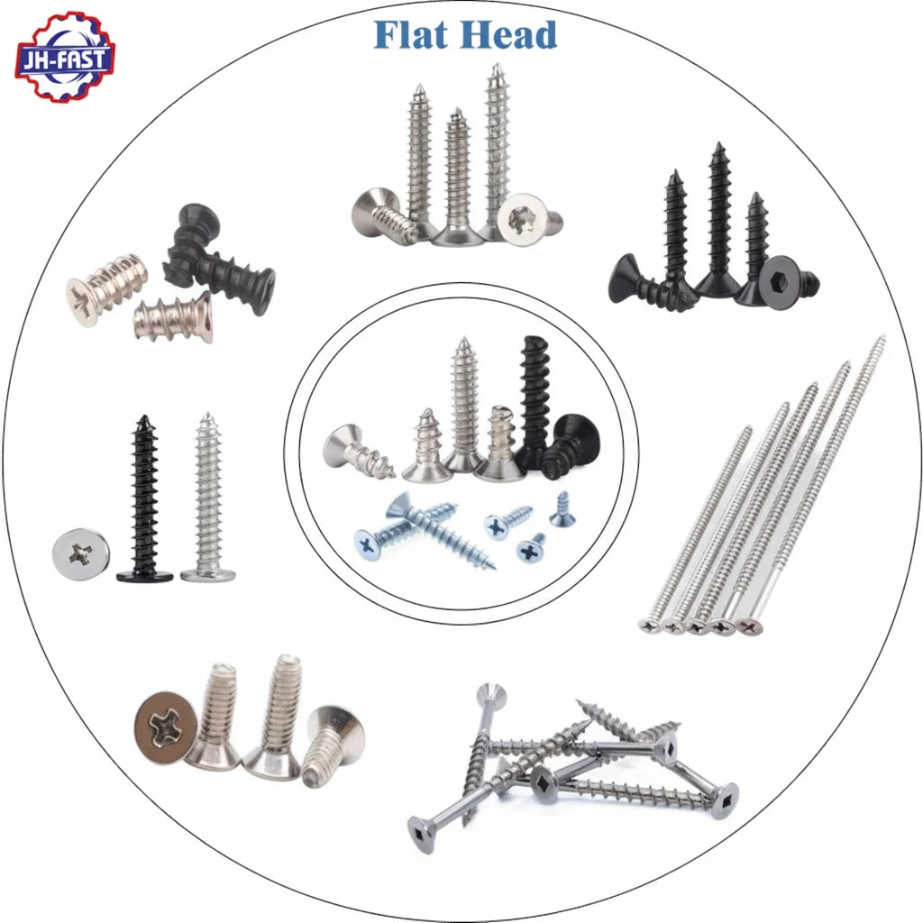 Custom Philip Countersunk Cross Torx Csk Flat Hex Socket Head Hexagon Self-tapping Screw Flat Head Black Self Tapping Screws