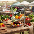 Multi-Layer Stainless Steel Vegetable and Fruit Rack Eco-Friendly Silver Material for Kitchen Living Room Use for Tableware