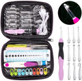 Ergonomic Rechargeable Lighted Crochet Hooks Set 9 Interchangeable Heads with Storage Case Wholesale Needlework Accessory