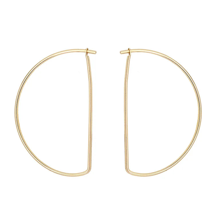 Korean Fashion Copper Alloy Half Circle Pendant Drop Wire Gauge Geometric Earrings Jewelry for Women