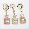 New Women Stainless Steel Perfume Bottle Diamond-encrusted Alloy Keychain Fashion Car Keychain Bag Pendant Lightweight