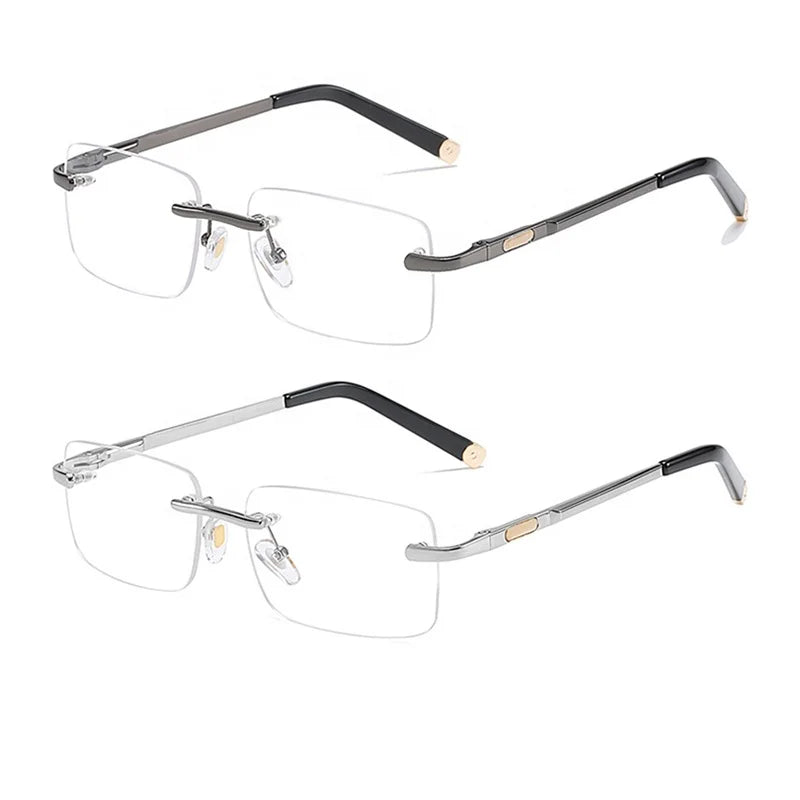 Trendy Men's Slim Titanium Optical Eyeglasses Frame High-Class Designer Colored Squared Reading Glasses with Screw