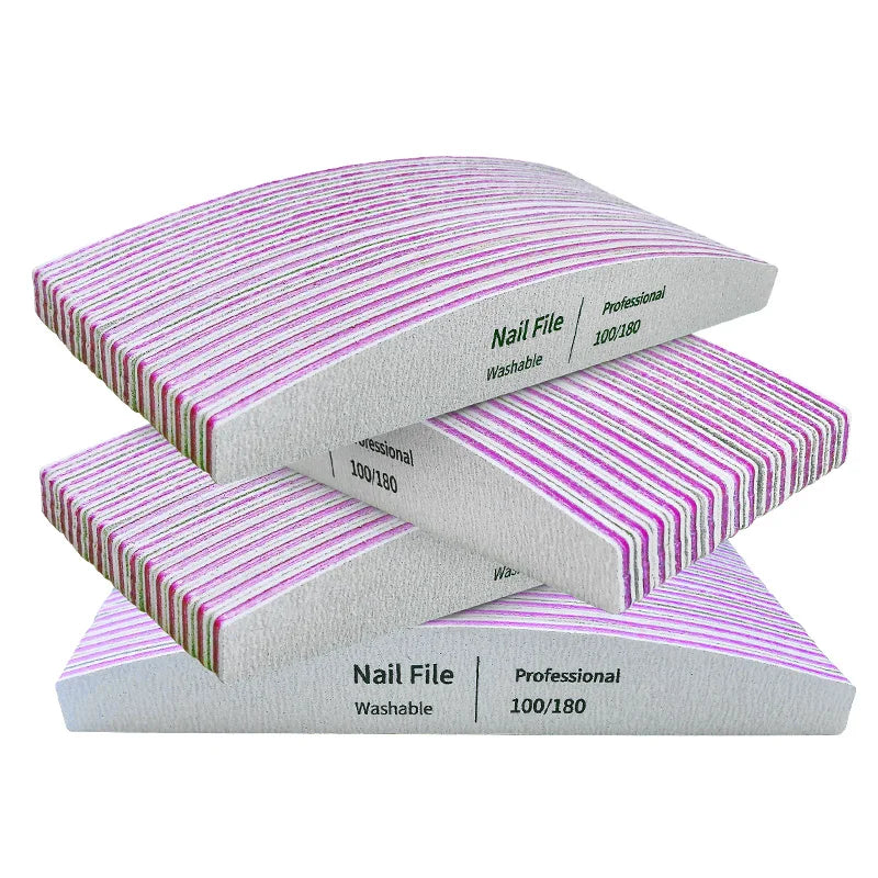 Professional Plastic Nail Files 100/180 Grit Double-Sided Durable Nail files Buffers for Salon & Home Use