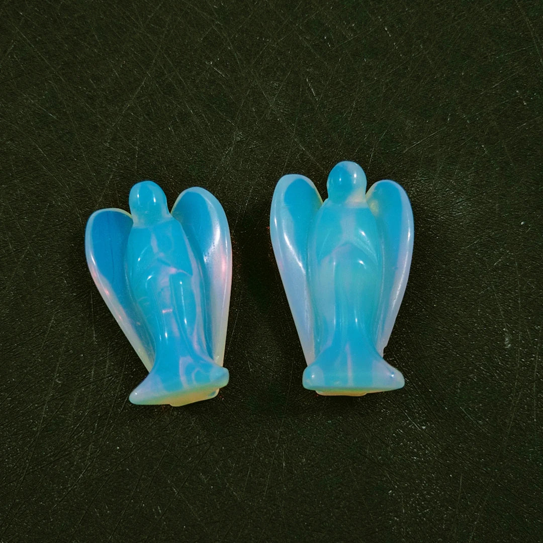 Huiying Cheap Price 1.5 Inch Hand Carved Natural Decorative Paperweight Crystal Opalite Angel Head for Gifts Crafts